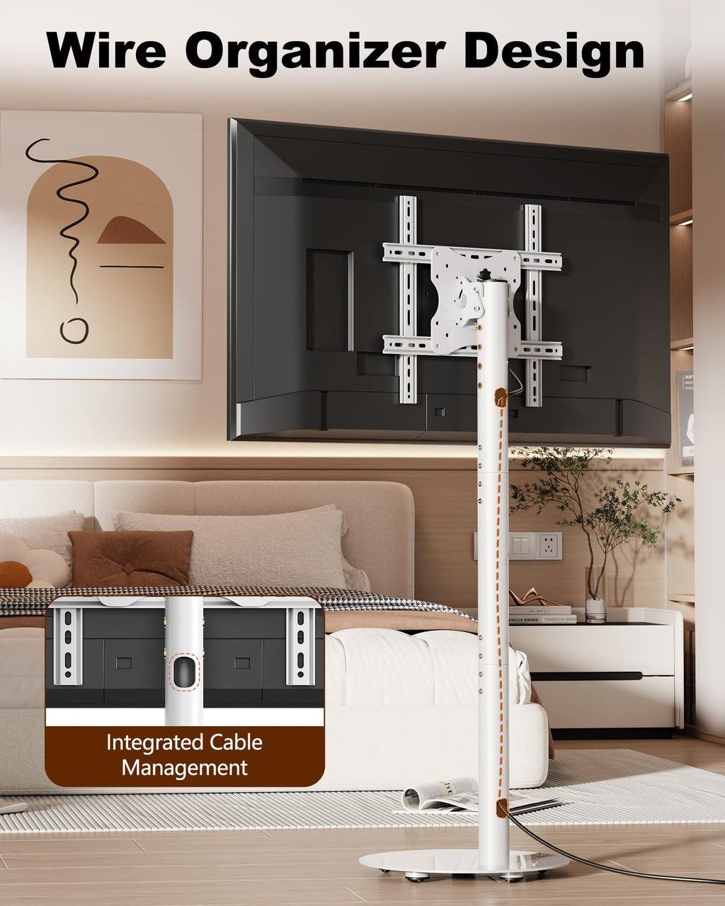 White Rolling TV Stand for 32-55 Inch TVs Y79318