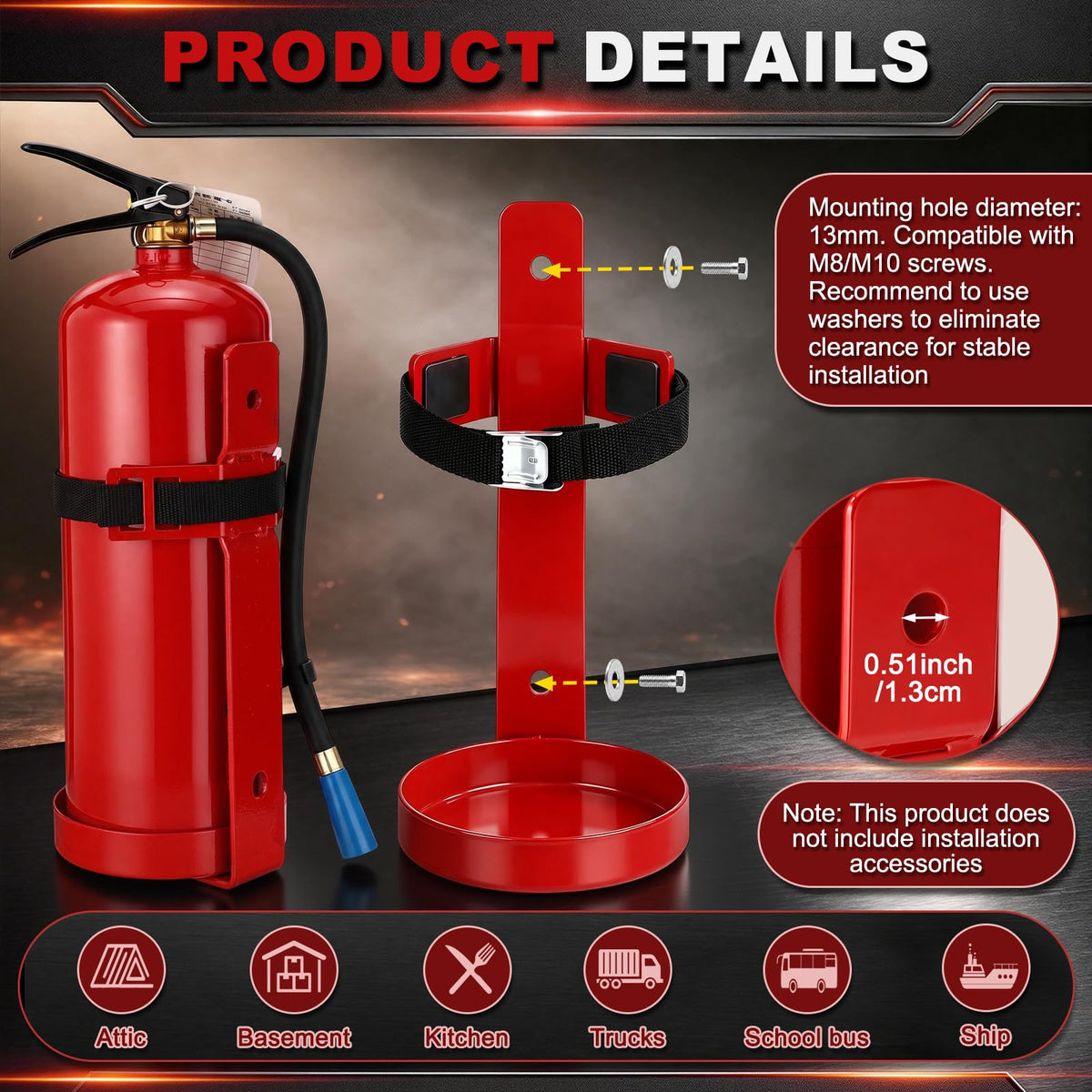 6 Pack 2.5 lb Fire Extinguisher Wall Mount Bracket K62991