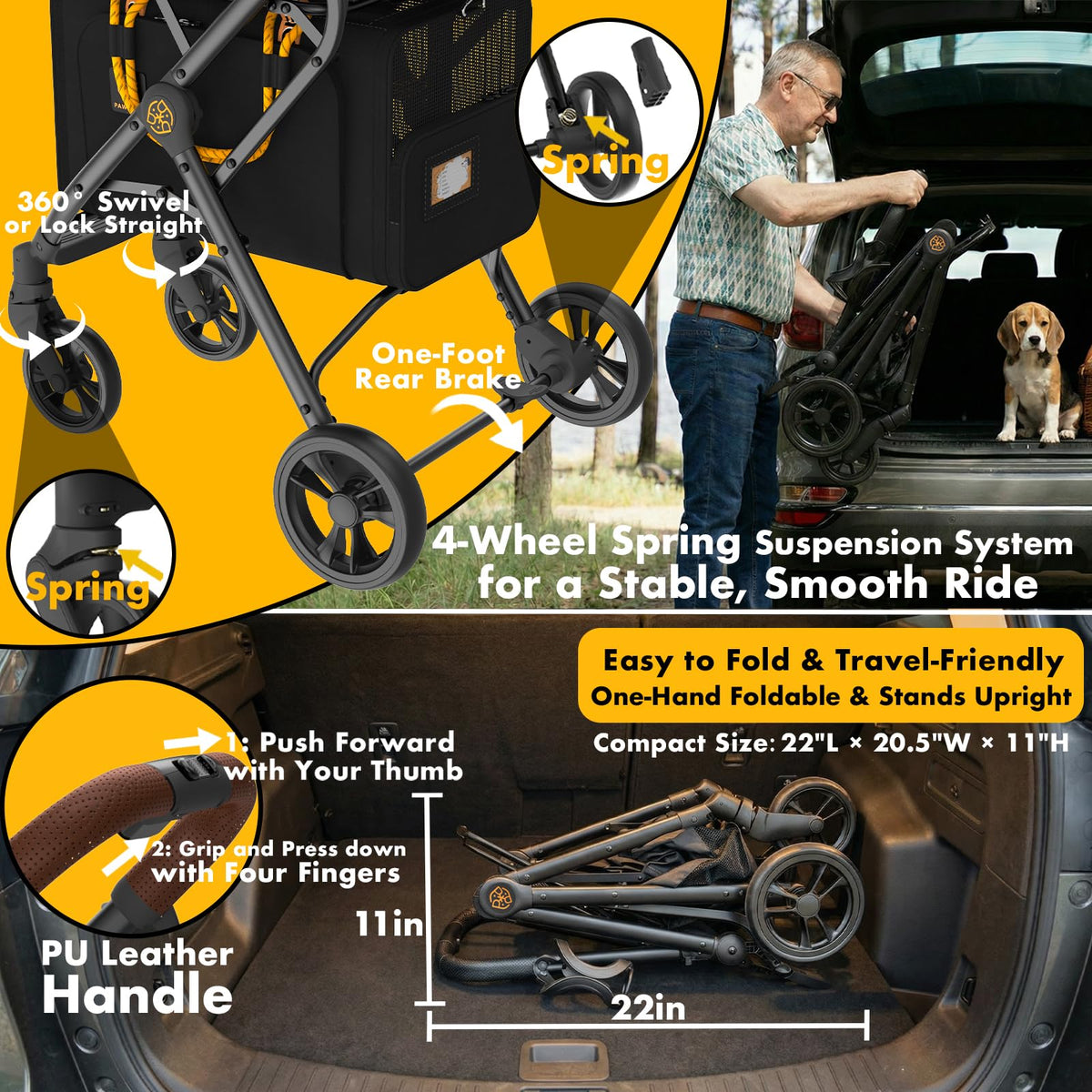 Double Pet Stroller with 2 Detachable Carrier R3281