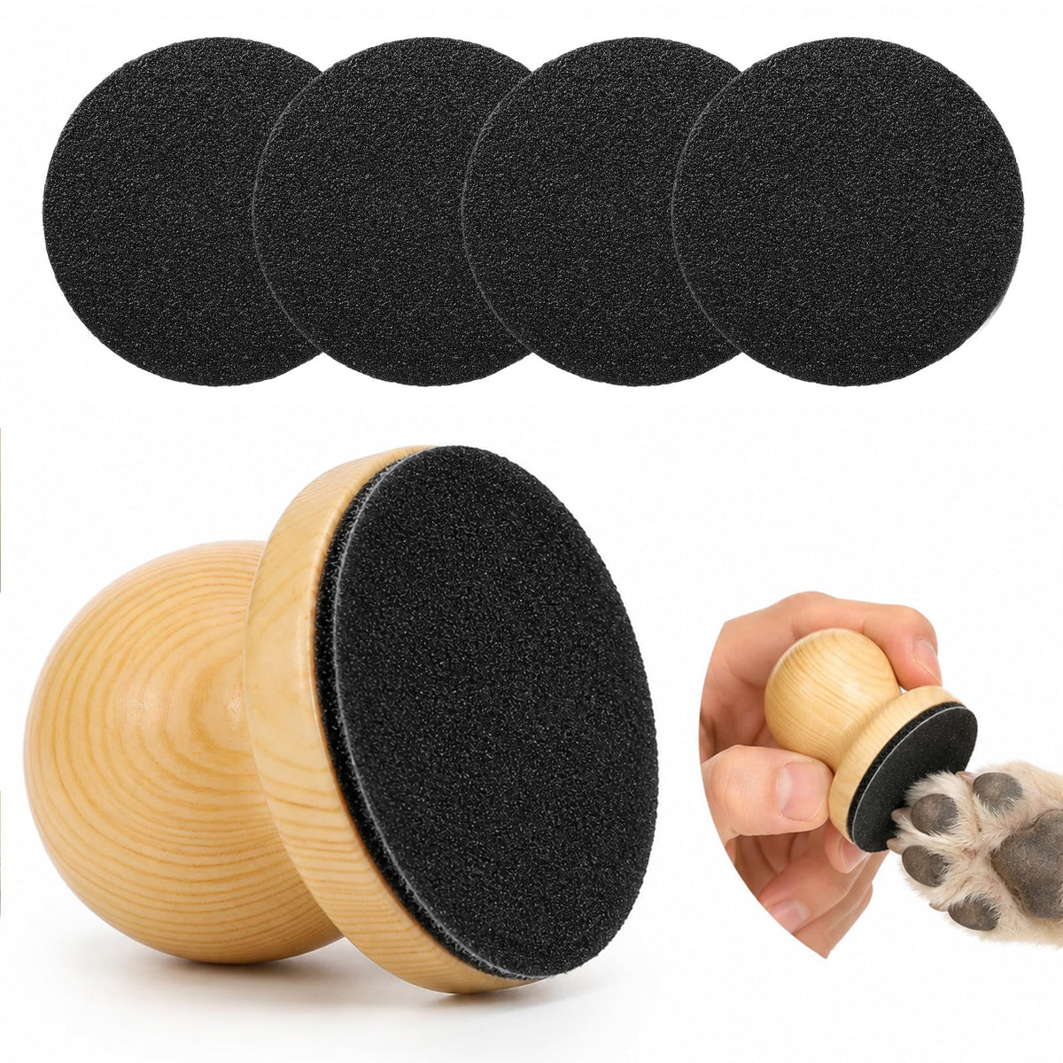 Wooden Dog Nail File Grinder with 4 Sanding Pad Z965