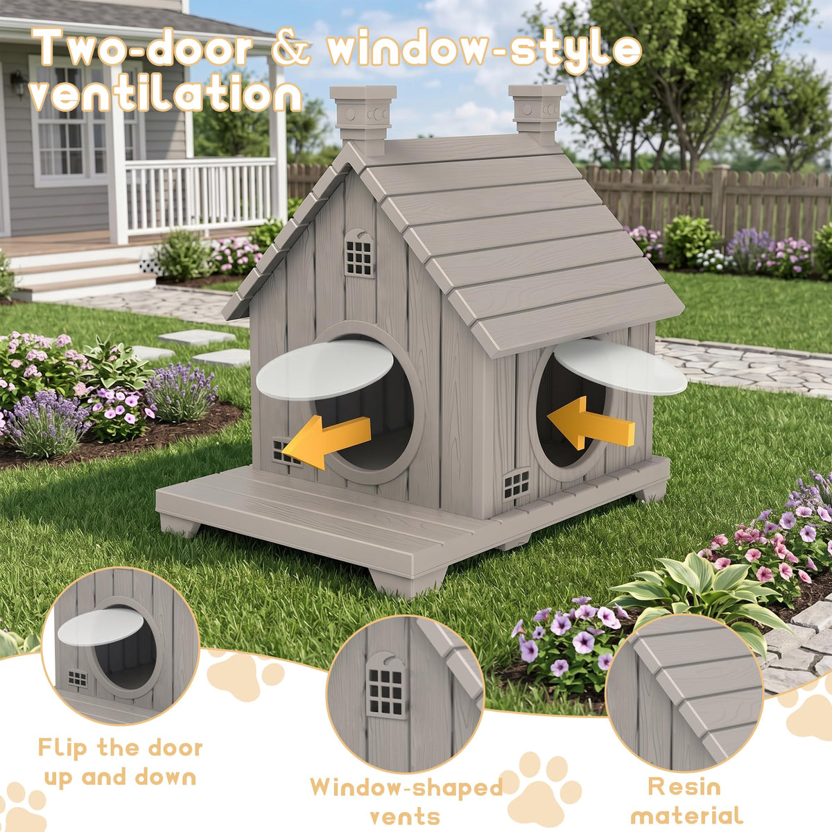 Weatherproof 1-Story Resin Cat House W416185