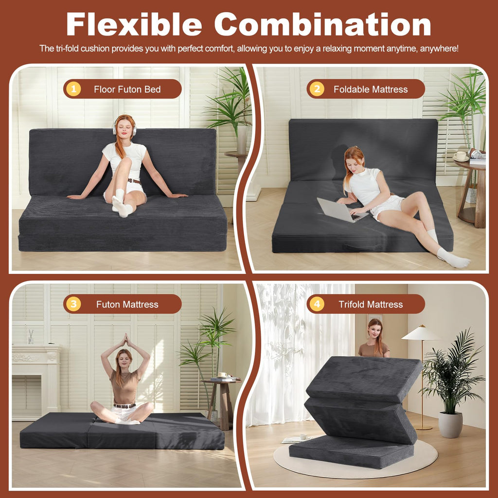6-Inch Tri-Fold Foldable Mattress A586