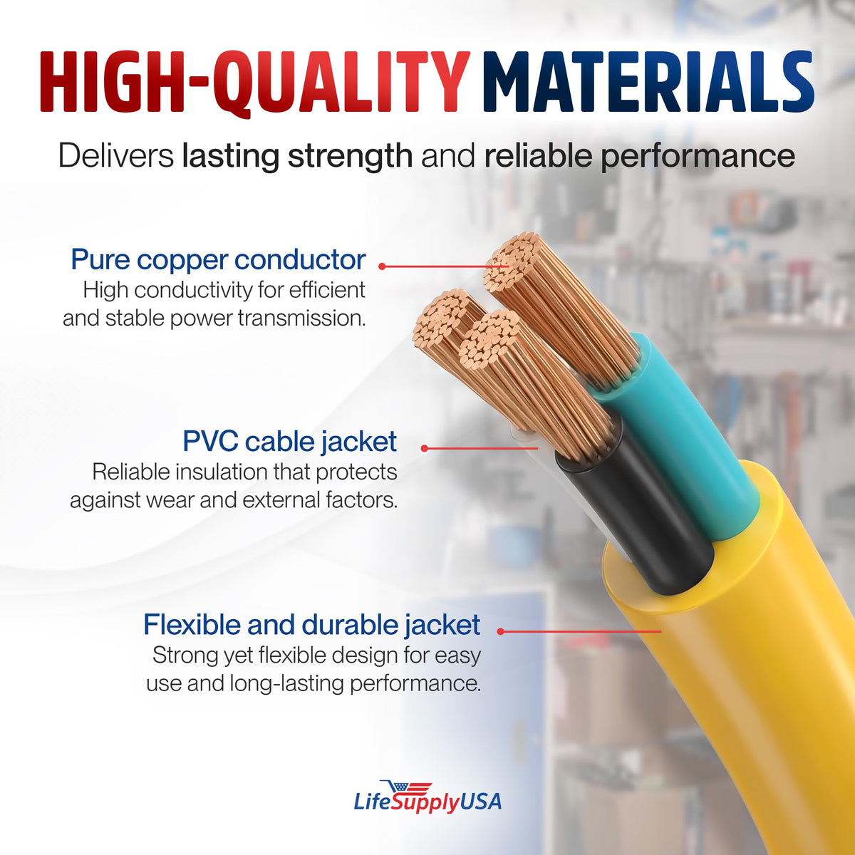100ft Outdoor/Indoor Extension Cord 14/3 Gauge Heavy Duty 3 Prong SJTW Yellow B13903