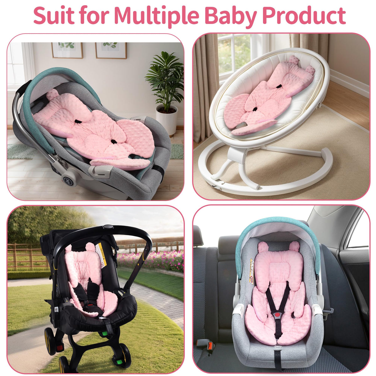 Reversible Carseat Head Body Support Newborn Pink C340627