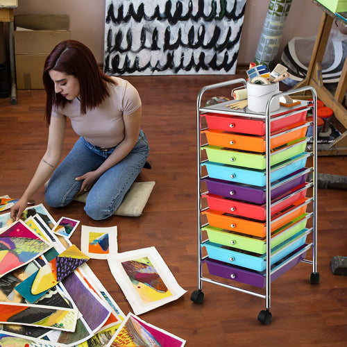 10 Drawer Rolling Storage Cart with Wheels U42440
