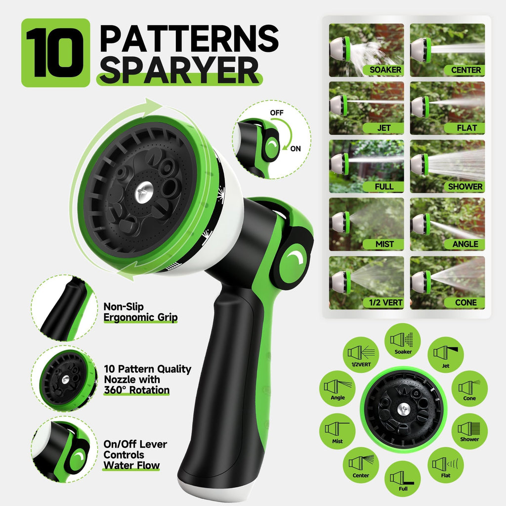 100 ft Flexible Lightweight Kink-Free Garden Hose with 10 Function Nozzle H467698