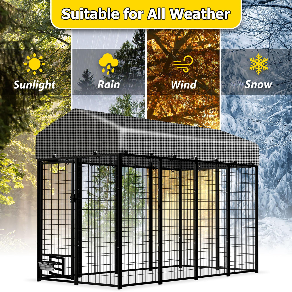 Heavy Duty Outdoor Dog Kennel with Roof Cover U263