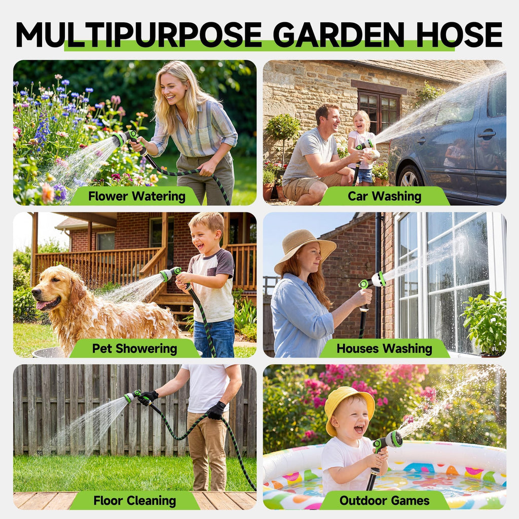 100 ft Flexible Lightweight Kink-Free Garden Hose with 10 Function Nozzle H467698