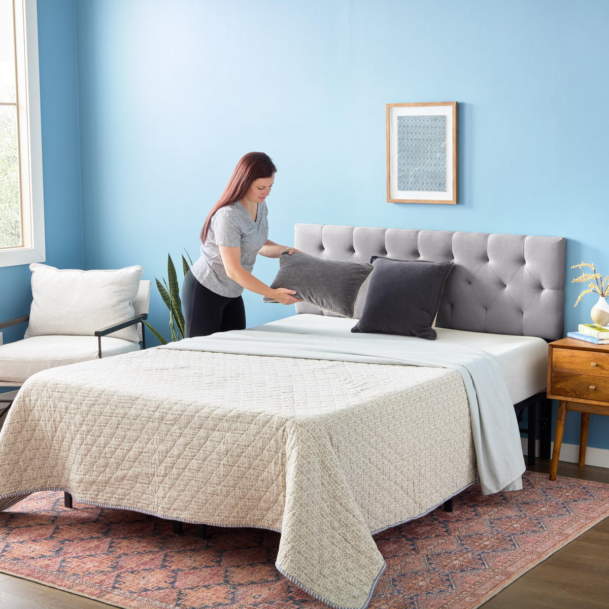 Stone Queen Size Upholstered Headboard Z5272