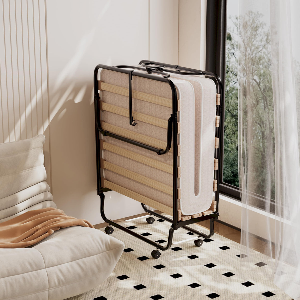 Folding Bed with 4 Inch Memory Foam Mattress Metal Frame G370262