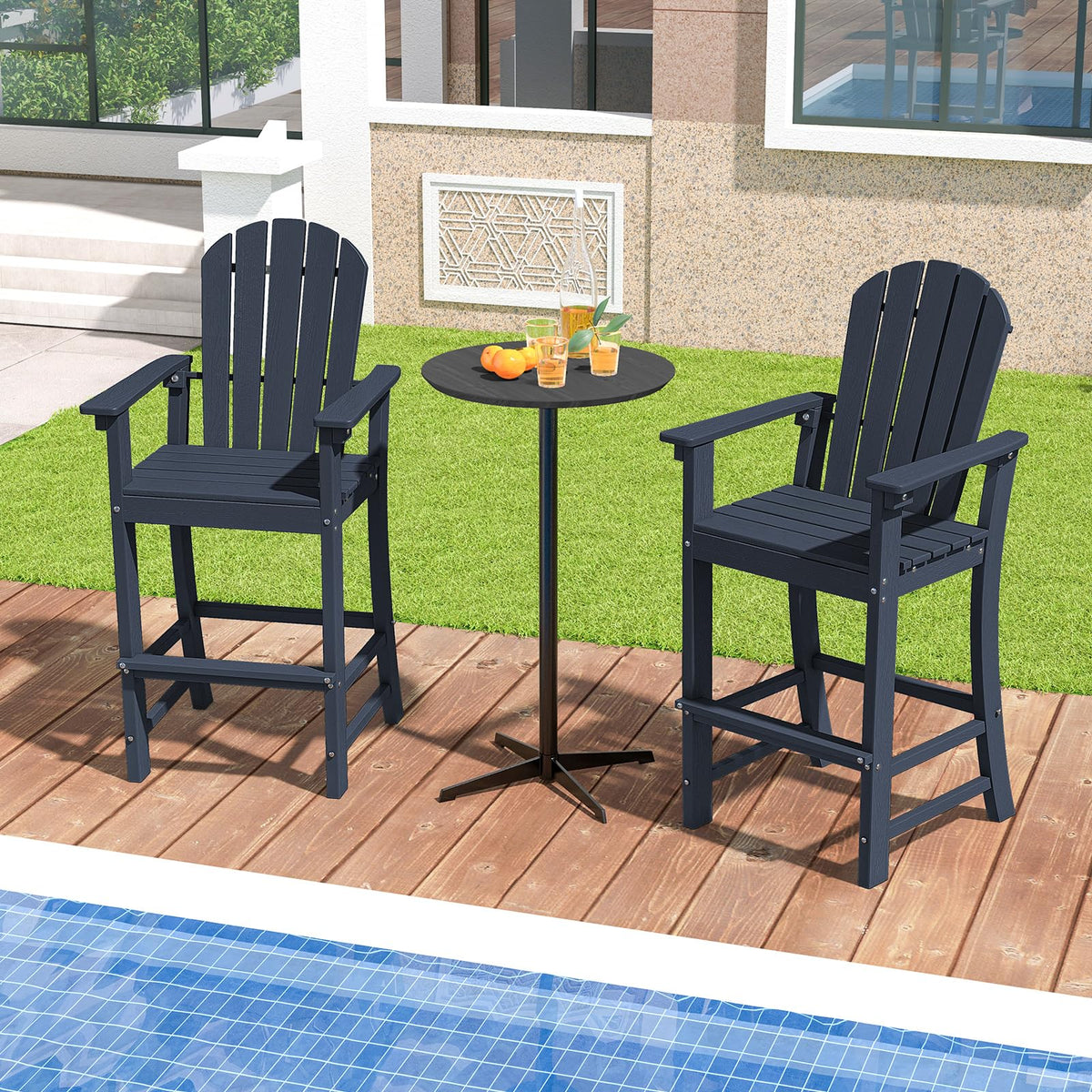 Navy Blue HDPE Resin Adirondack Chair G798